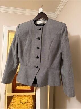 BERT NEWMAN WOOL BLACK WHITE Houndstooth PADDED SHOULDER BLAZER JACKET SIZE:6